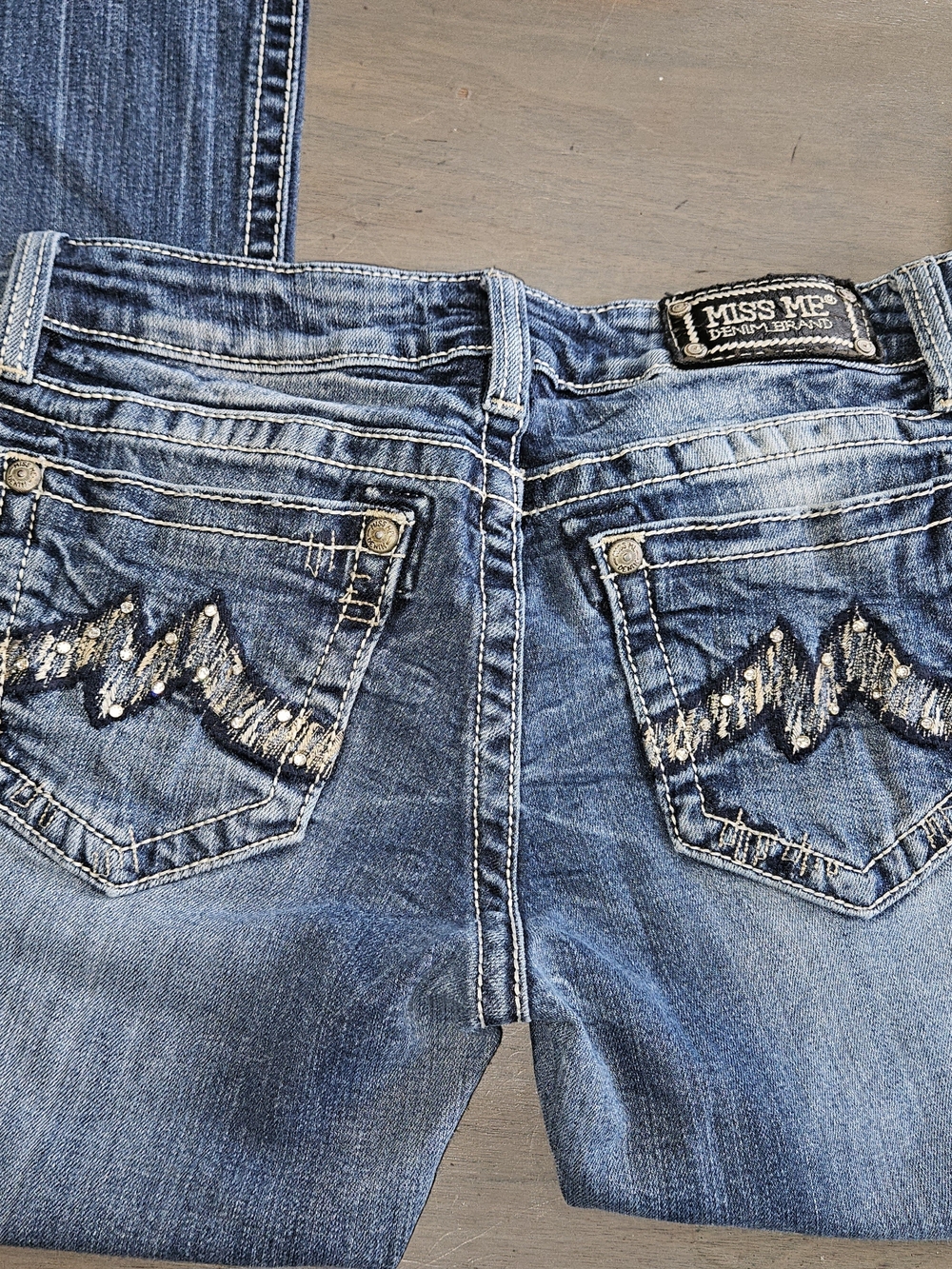 Miss Me Blue Boot Cut Jeans with Embellished Back Pockets